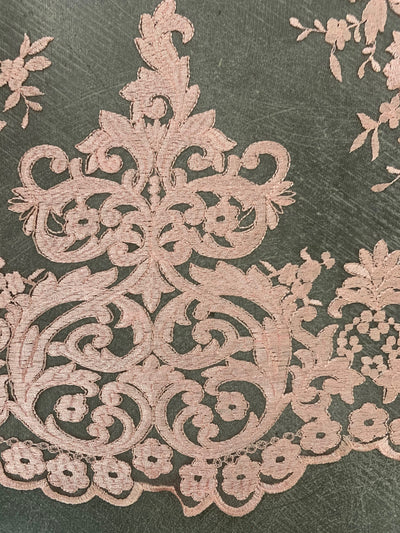 Teagan BLUSH PINK Damask Design Embroidered on Mesh Lace Fabric by the Yard - 10027