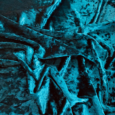 Samantha DARK TURQUOISE BLUE Polyester Stretch Crushed Velvet Fabric for Bows, Topknot. Headwraps, Scrunchies, Clothes, Costumes, Crafts