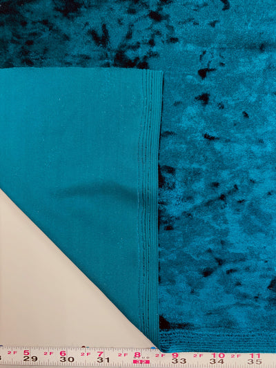 Samantha DARK TURQUOISE BLUE Polyester Stretch Crushed Velvet Fabric for Bows, Topknot. Headwraps, Scrunchies, Clothes, Costumes, Crafts