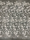 Nina IVORY Polyester 3D Floral Embroidery on Mesh Lace Fabric by the Yard - 10032