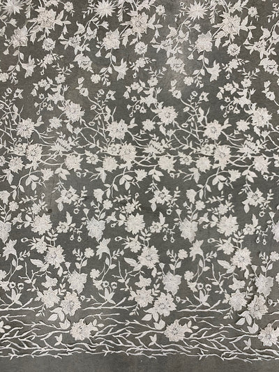 Nina IVORY Polyester 3D Floral Embroidery on Mesh Lace Fabric by the Yard - 10032