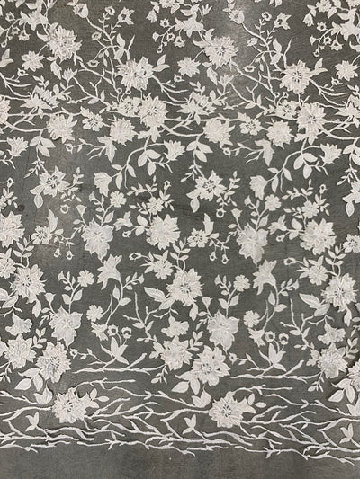 Nina IVORY Polyester 3D Floral Embroidery on Mesh Lace Fabric by the Yard - 10032