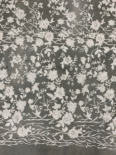 Nina IVORY Polyester 3D Floral Embroidery on Mesh Lace Fabric by the Yard - 10032