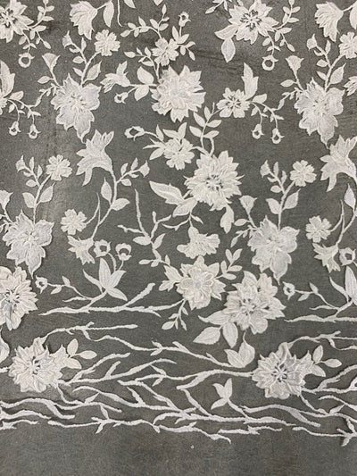 Nina IVORY Polyester 3D Floral Embroidery on Mesh Lace Fabric by the Yard - 10032