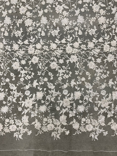 Nina IVORY Polyester 3D Floral Embroidery on Mesh Lace Fabric by the Yard - 10032