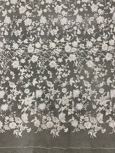 Nina IVORY Polyester 3D Floral Embroidery on Mesh Lace Fabric by the Yard - 10032