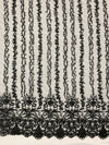 Daphne BLACK Faux Pearls Beaded Flowers and Vines Lace Embroidery on Mesh Fabric by the Yard - 10103