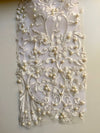 Daphne IVORY Faux Pearls Beaded Flowers and Vines Lace Embroidery on Mesh Fabric by the Yard - 10103