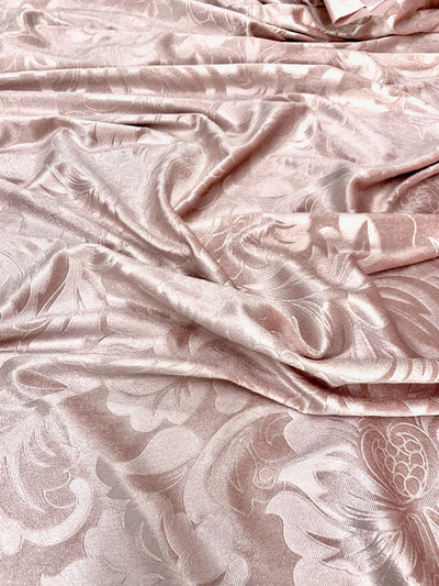Anne BLUSH Embossed Floral Polyester Stretch Velvet Fabric for Bows, Headwraps, Top Knot, Scrunchies, Clothes, Costumes, Crafts - 10184