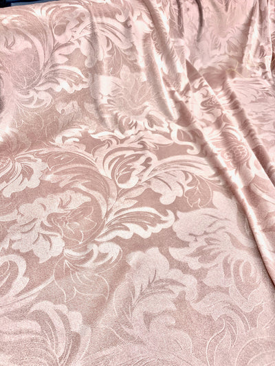 Anne BLUSH Embossed Floral Polyester Stretch Velvet Fabric for Bows, Headwraps, Top Knot, Scrunchies, Clothes, Costumes, Crafts - 10184