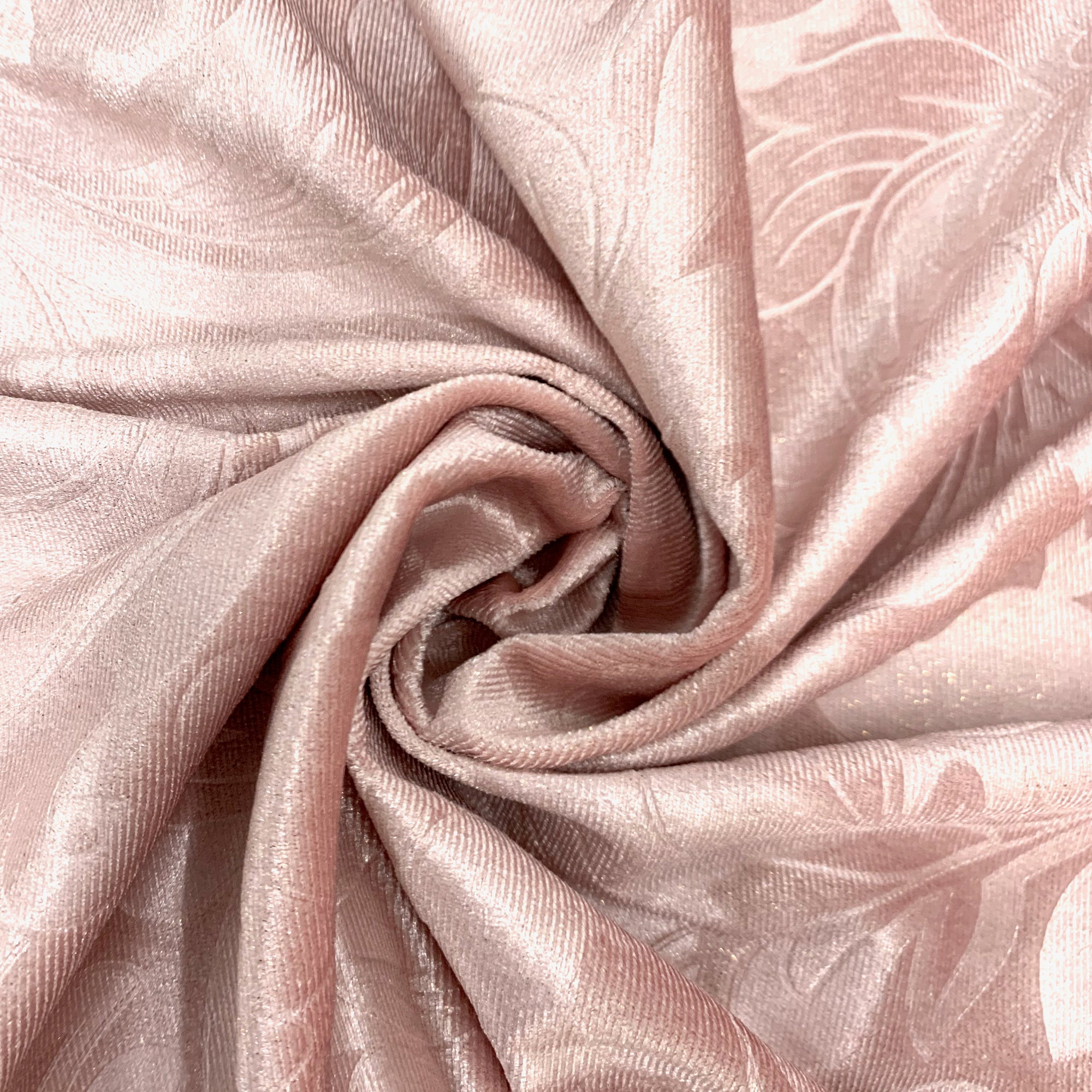 Anne BLUSH Embossed Floral Polyester Stretch Velvet Fabric for Bows, Headwraps, Top Knot, Scrunchies, Clothes, Costumes, Crafts - 10184