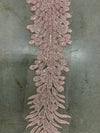 Zelda LIGHT PINK Vegas Peacock Beaded Sequins Embroidered on Mesh Lace Fabric by Panel - 10200