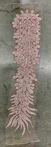 Zelda LIGHT PINK Vegas Peacock Beaded Sequins Embroidered on Mesh Lace Fabric by Panel - 10200
