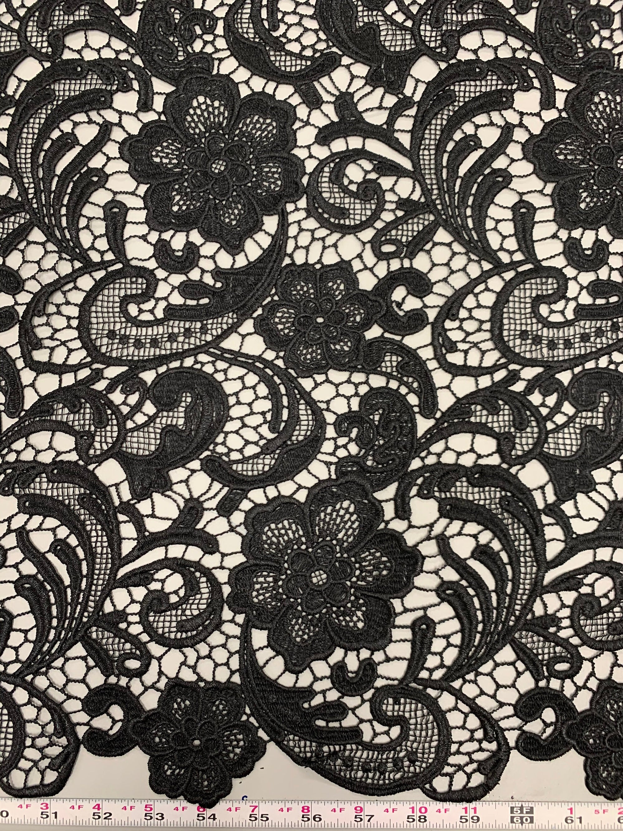 Maggie BLACK Guipure Venice Heavy Lace Fabric by the Yard - 10019