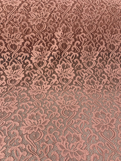 Elaine MAUVE Floral Scalloped Nylon Spandex Stretch Lace Light Weight Fabric for Clothes, Lingerie, Costumes, Decorations, Crafts