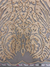 Sabrina CHAMPAGNE GOLD Faux Pearls Beaded Lace Embroidery on Mesh Fabric by the Yard - 10098