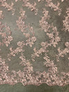 Cristina LIGHT PINK Polyester Floral Embroidery with Sequins on Mesh Lace Fabric by the Yard for Gown, Wedding, Bridesmaid, Prom - 10076