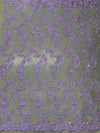 Cristina LAVENDER Polyester Floral Embroidery with Sequins on Mesh Lace Fabric by the Yard for Gown, Wedding, Bridesmaid, Prom - 10076