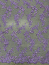 Cristina LAVENDER Polyester Floral Embroidery with Sequins on Mesh Lace Fabric by the Yard for Gown, Wedding, Bridesmaid, Prom - 10076