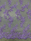 Cristina LAVENDER Polyester Floral Embroidery with Sequins on Mesh Lace Fabric by the Yard for Gown, Wedding, Bridesmaid, Prom - 10076
