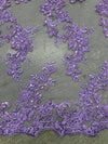 Cristina LAVENDER Polyester Floral Embroidery with Sequins on Mesh Lace Fabric by the Yard for Gown, Wedding, Bridesmaid, Prom - 10076