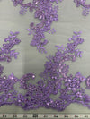 Cristina LAVENDER Polyester Floral Embroidery with Sequins on Mesh Lace Fabric by the Yard for Gown, Wedding, Bridesmaid, Prom - 10076