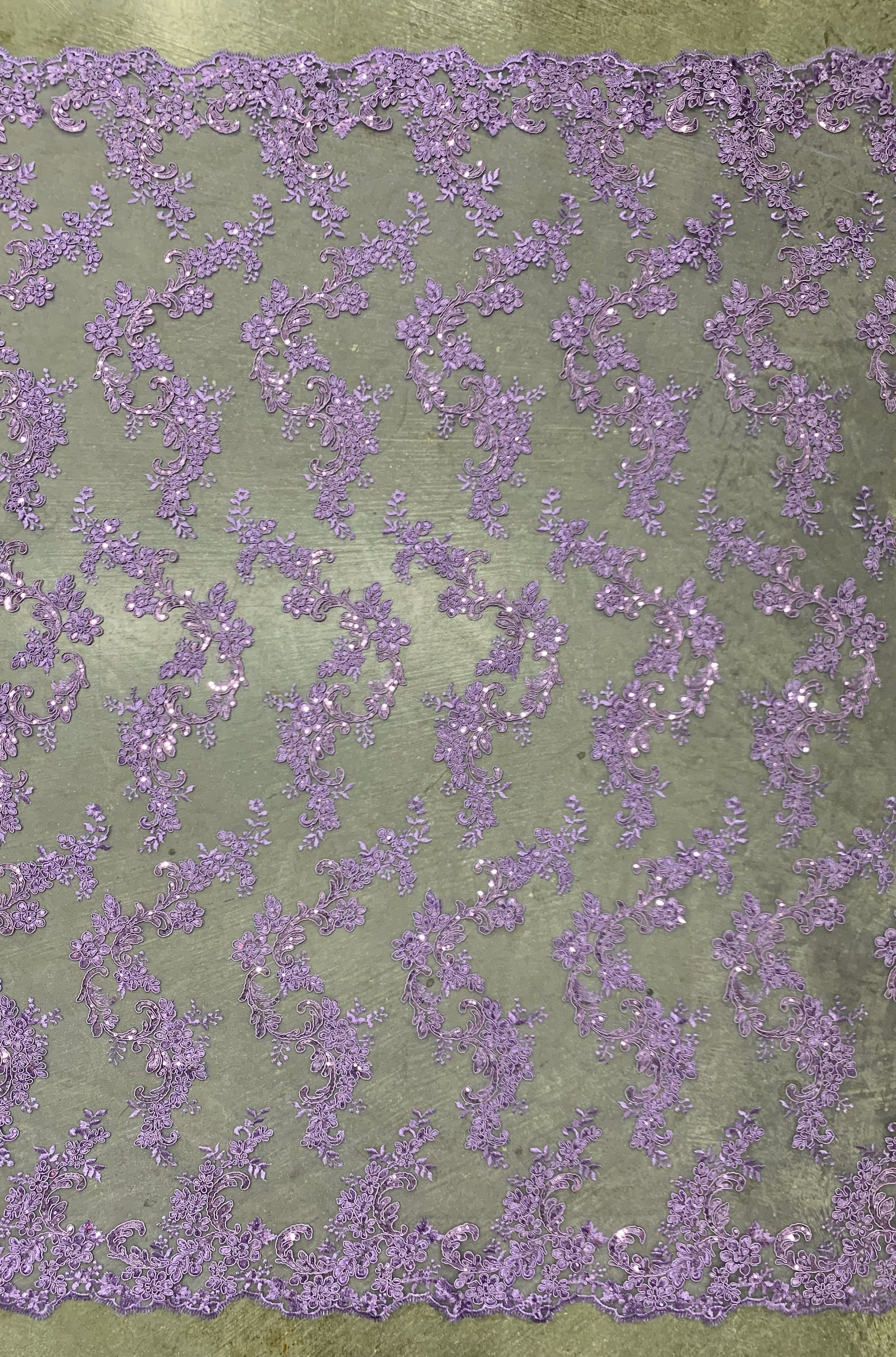 Cristina LAVENDER Polyester Floral Embroidery with Sequins on Mesh Lace Fabric by the Yard for Gown, Wedding, Bridesmaid, Prom - 10076