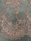 Melody OLD ROSE Polyester Floral Embroidery with Sequins on Mesh Lace Fabric by the Yard for Gown, Wedding, Bridesmaid, Prom - 10002