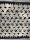 Andrea NAVY BLUE 3-D Floral Matte Corded Embroidery on Mesh Lace Fabric by the Yard - 10016