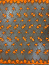 Andrea BRIGHT ORANGE 3-D Floral Matte Corded Embroidery on Mesh Lace Fabric by the Yard - 10016