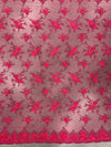 Andrea HOT PINK 3-D Floral Matte Corded Embroidery on Mesh Lace Fabric by the Yard - 10016