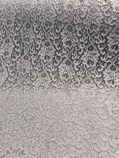 Elaine SILVER GREY Floral Scalloped Nylon Spandex Stretch Lace Light Weight Fabric for Clothes, Lingerie, Costumes, Decorations, Crafts