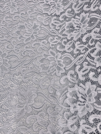 Elaine SILVER GREY Floral Scalloped Nylon Spandex Stretch Lace Light Weight Fabric for Clothes, Lingerie, Costumes, Decorations, Crafts