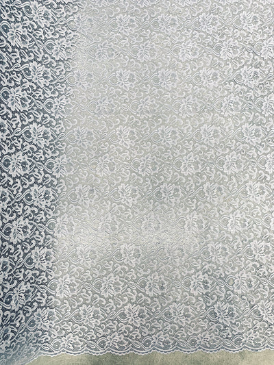 Elaine SILVER GREY Floral Scalloped Nylon Spandex Stretch Lace Light Weight Fabric for Clothes, Lingerie, Costumes, Decorations, Crafts