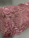 Ryleigh DUSTY PINK 3D Floral Embroidery with Foil & Sequins on Mesh Lace Fabric by the Yard - 10010
