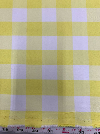 Camille YELLOW 1" Big Checkered Gingham Pattern Poly Poplin Fabric by the Yard - 10049