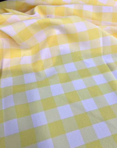 Camille YELLOW 1" Big Checkered Gingham Pattern Poly Poplin Fabric by the Yard - 10049