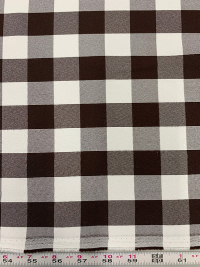 Camille BROWN 1" Big Checkered Gingham Pattern Poly Poplin Fabric by the Yard - 10049