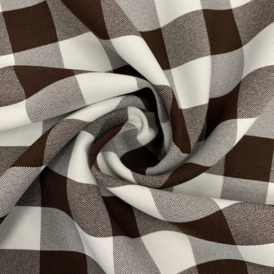 Camille BROWN 1" Big Checkered Gingham Pattern Poly Poplin Fabric by the Yard - 10049