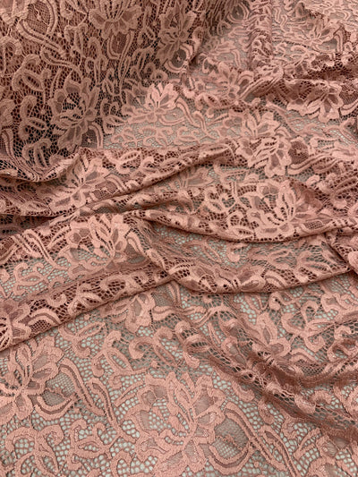 Elaine MAUVE Floral Scalloped Nylon Spandex Stretch Lace Light Weight Fabric for Clothes, Lingerie, Costumes, Decorations, Crafts