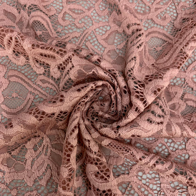 Elaine MAUVE Floral Scalloped Nylon Spandex Stretch Lace Light Weight Fabric for Clothes, Lingerie, Costumes, Decorations, Crafts
