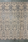 Sabrina CHAMPAGNE GOLD Faux Pearls Beaded Lace Embroidery on Mesh Fabric by the Yard - 10098