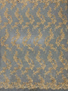 Cristina GOLD Polyester Floral Embroidery with Sequins on Mesh Lace Fabric by the Yard for Gown, Wedding, Bridesmaid, Prom - 10076