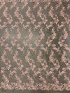 Cristina LIGHT PINK Polyester Floral Embroidery with Sequins on Mesh Lace Fabric by the Yard for Gown, Wedding, Bridesmaid, Prom - 10076