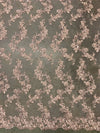 Cristina LIGHT PINK Polyester Floral Embroidery with Sequins on Mesh Lace Fabric by the Yard for Gown, Wedding, Bridesmaid, Prom - 10076