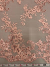 Cristina LIGHT PINK Polyester Floral Embroidery with Sequins on Mesh Lace Fabric by the Yard for Gown, Wedding, Bridesmaid, Prom - 10076