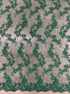 Cristina HUNTER GREEN Polyester Floral Embroidery with Sequins on Mesh Lace Fabric by the Yard for Gown, Wedding, Bridesmaid, Prom - 10076