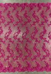 Cristina HOT PINK Polyester Floral Embroidery with Sequins on Mesh Lace Fabric by the Yard for Gown, Wedding, Bridesmaid, Prom - 10076
