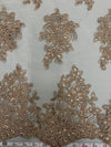 Brianna TAUPE Polyester Floral Embroidery with Sequins on Mesh Lace Fabric by the Yard - 10020