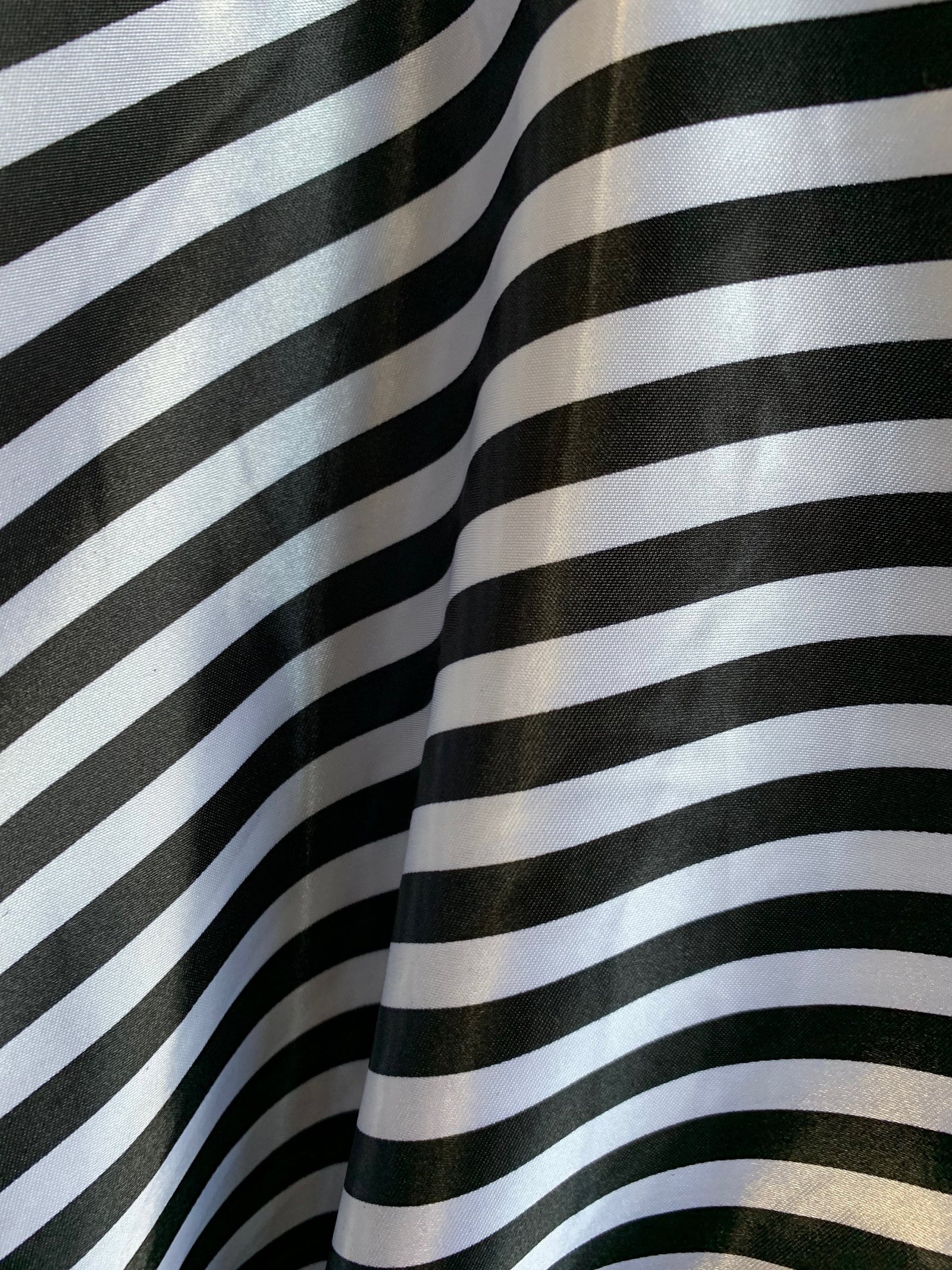 Catalina BLACK & WHITE  1/2" Stripes Pattern Polyester Light Weight Satin Fabric by the Yard - 10082